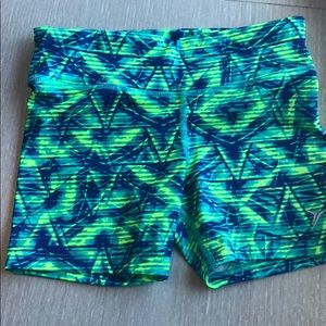 A girls blue and green awesome sport shorts